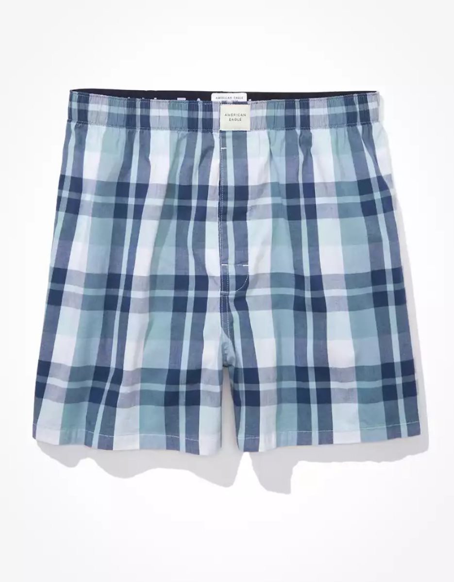 Shorts De Bain American Eagle AEO Plaid Stretch Blanche Homme | TXT-60064786